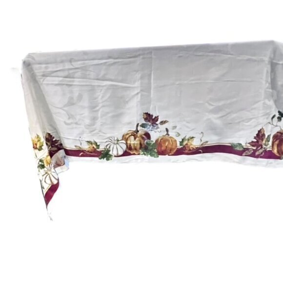 Fall Tablecloth Pumpkin‎ Leaves Border Thanksgiving 59 x 84 Rectangle Autumn - Picture 2 of 8